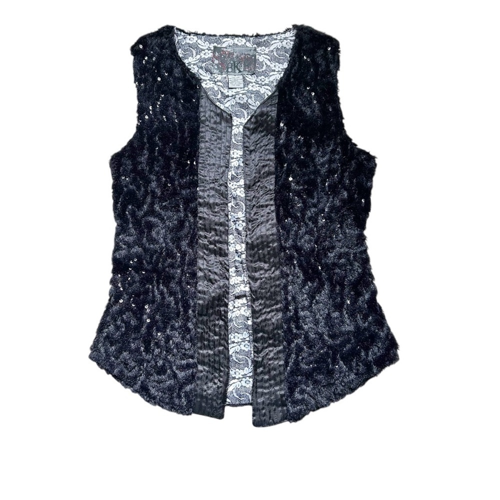 Small Buckle BKE Faux Fur Black Vest Sequins Polyester Lined Bundle & Save